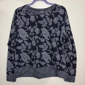 Old Navy Black and Gray Floral Sweater Size Medium